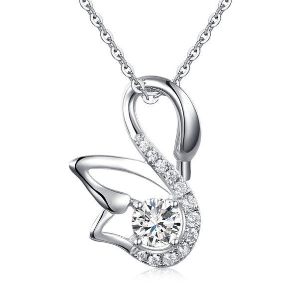 Diamant Schwan Anhänger Halskette 925 Sterling Silber Diamant Schwan Anhänger Halskette 925 Sterling Silber von NupLondon