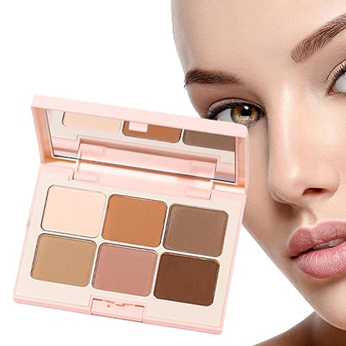 Augen-Make-up-Palette, Tragbare, zarte sechsfarbige matte Lidschatten, Leichtes Hochglanz-Lidschattenpulver, multifunktionale Lidschatten-Make-up-Kosmetik für Frauen und Mädchen Nupaque von Nupaque