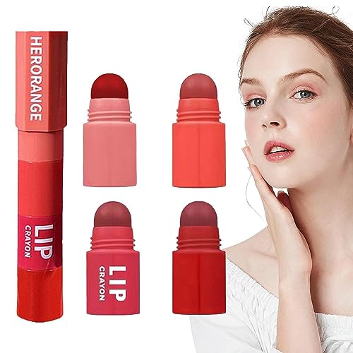 Langanhaltender Lippenstift - 4-in-1 stapelbarer samtmatter Lippenstift,Wasserfestes, nicht klebriges, langlebiges Lippen-Make-up-Zubehör für Damen, Erwachsene, Mädchen, Frauen Nupaque von Nupaque