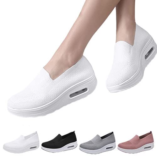 Orthopädische Turnschuhe Für Damen, Slip On Sportschuhe Für Damen, 2023 Air Cushion Platform Mesh Sneaker Slip On Wanderschuhe, Walkmaxx Schuhe Shape Up Fitnessschuhe Für Neuropathie Ohne Schnürung von Nupaque