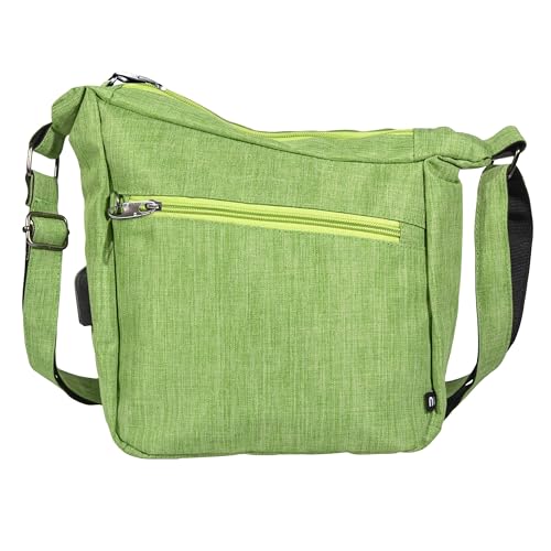 Nupouch Anti-Diebstahl-Crossbody-Tasche für Damen – Diebstahlsichere Geldbörse mit sicherem Verriegelungsmechanismus für Reisen, apfelgrün, L 9" x W 3" x H 9 1/2" von Nupouch