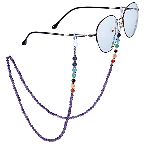 Nupuyai 7 Chakra Stein Perlen Brillenkette Damen Kristall Sonnenbrillenkette Gesichtsmaske Kette Edelstein Brillenband Brillenkordel Brillenhalter für Lesebrillen, Myopiebrille Amethyst Nupuyai 7 Chakra Stein Perlen Brillenkette Damen Kristall Sonnenbrillenkette Gesichtsmaske Kette Edelstein Brillenband Brillenkordel Brillenhalter für Lesebrillen, Myopiebrille Amethyst von Nupuyai