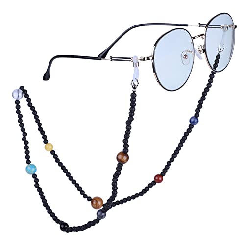 Nupuyai 9 Planeten Stein Perlen Brillenkette Damen und Herren Kristall Sonnenbrillenkette Gesichtsmaske Kette Edelstein Brillenband Brillenkordel Brillenhalter für Lesebrillen, Myopiebrille von Nupuyai