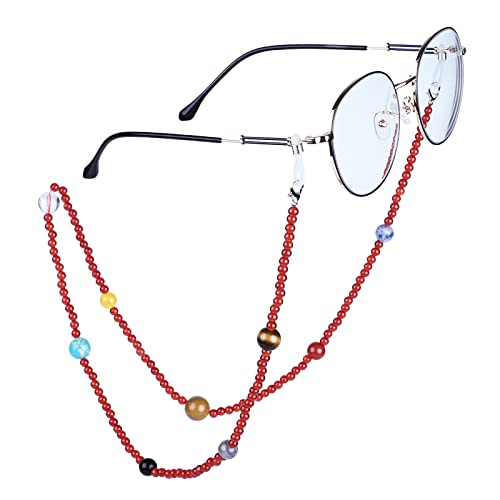 Nupuyai 9 Planeten Stein Perlen Brillenkette Damen und Herren Kristall Sonnenbrillenkette Gesichtsmaske Kette Edelstein Brillenband Brillenkordel Brillenhalter für Lesebrillen, Myopiebrille von Nupuyai