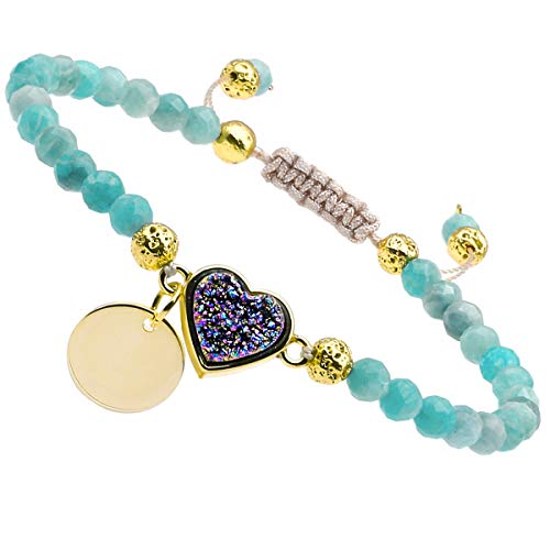 Nupuyai Damen Yoga Armband Schmuck Funkelndem Kristallherz mit Stein Perlen Armband für Chakra Heilung und Meditation von Nupuyai