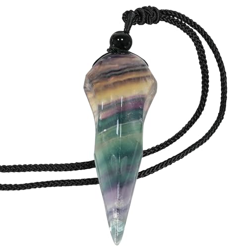 Nupuyai Fluorit Stein Rabenschädel Kristall Kette für Damen und Herren, Edelstein Krähenschädel Anhänger Heilstein Raben Halskette Hexen Rabenkopf Schmuck von Nupuyai