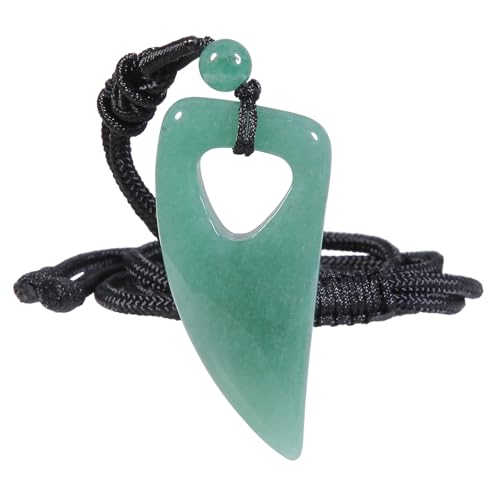 Nupuyai Grüner Aventurin Kristall Wolfszahn Kette für Damen Herren, Edelstein Wolf Anhänger Heilstein Glücksbringer Talisman Meditation Reiki Schmuck für Freundschaft von Nupuyai