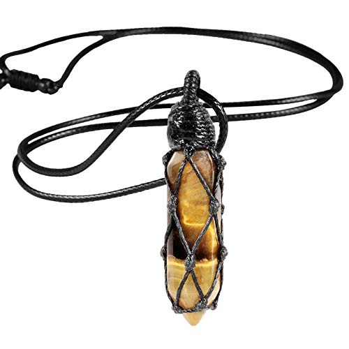 Nupuyai Handgewebte Hexagon Kristall Anhänger Halskette für Damen und Herren, Doppelte Spitze Sechseckiger Quarz Kette Edelstein Reiki Schmuck von Nupuyai