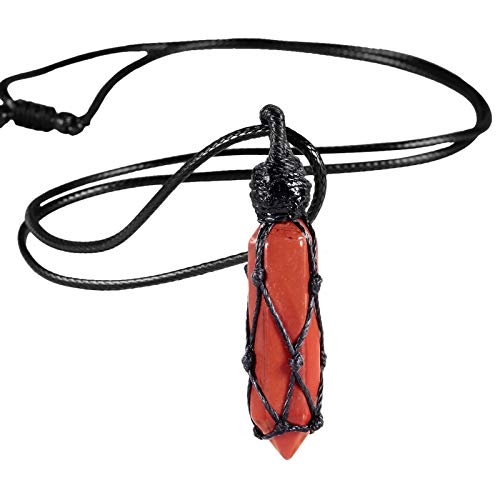 Nupuyai Handgewebte Hexagon Kristall Anhänger Halskette für Damen und Herren, Doppelte Spitze Sechseckiger Quarz Kette Edelstein Reiki Schmuck von Nupuyai