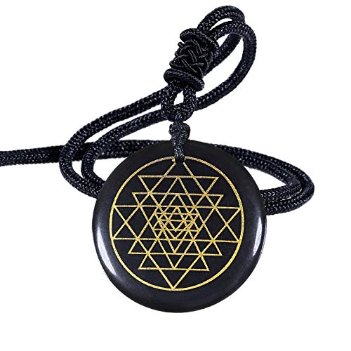 Nupuyai Herren Obsidian Stein Halskette Talisman Heilstein Kette mit Anhänger Runde Amulett Damen für Yoga, Meditation und Chakra Heilung von Nupuyai