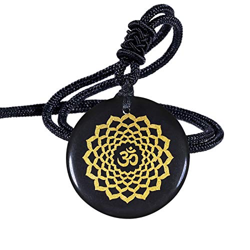Nupuyai Herren Obsidian Stein Halskette Talisman Heilstein Kette mit Anhänger Runde Amulett Damen für Yoga, Meditation und Chakra Heilung von Nupuyai