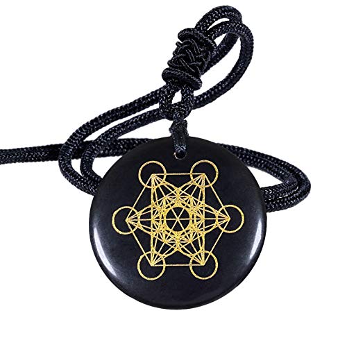 Nupuyai Herren Obsidian Stein Halskette Talisman Heilstein Kette mit Anhänger Runde Amulett Damen für Yoga, Meditation und Chakra Heilung von Nupuyai