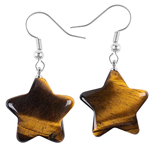Nupuyai Kristall Stern Ohrringe Hängend für Damen Heilung Stein Baumeln Haken Ohrringe Tropfen Ohrhänger Ohrschmuck Geschenke von Nupuyai