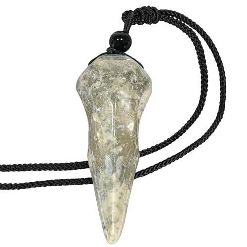 Nupuyai Pyrit Stein Rabenschädel Kristall Kette für Damen und Herren, Edelstein Krähenschädel Anhänger Heilstein Raben Halskette Hexen Rabenkopf Schmuck von Nupuyai