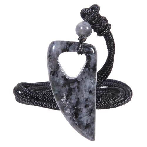 Nupuyai Schwarzer Labradorit Kristall Wolfszahn Kette für Damen Herren, Edelstein Wolf Anhänger Heilstein Glücksbringer Talisman Meditation Reiki Schmuck für Freundschaft von Nupuyai