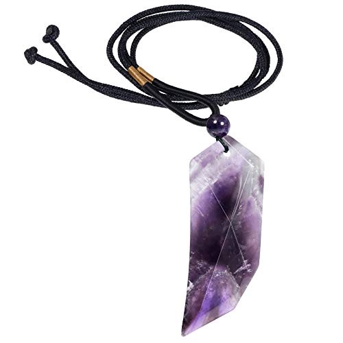 Nupuyai Wolfszahn Edelstein Halskette Herren Spitzer Amulett Verstellbare Kette mit Amethyst Anhänger Für Damen von Nupuyai