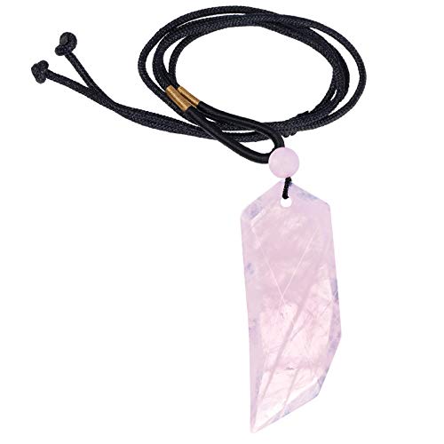 Nupuyai Wolfszahn Edelstein Halskette Herren Spitzer Amulett Verstellbare Kette mit Rosenquarz Anhänger Für Damen von Nupuyai