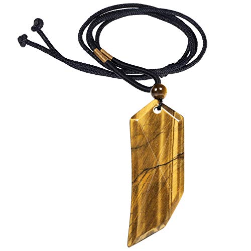 Nupuyai Wolfszahn Edelstein Halskette Herren Spitzer Amulett Verstellbare Kette mit Tigerauge Stein Anhänger Für Damen von Nupuyai