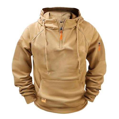 Hoodies Für Männer Zip Up Kapuzenjacke,Herren Kapuzenpullover Sweatshirt mit Reißverschluss Multifunktionelle Tasche mit Kapuze Jogging Pullover Kapuzenjacke Sweatjacke Zip Sweater Brown S von Nuqqichongtian