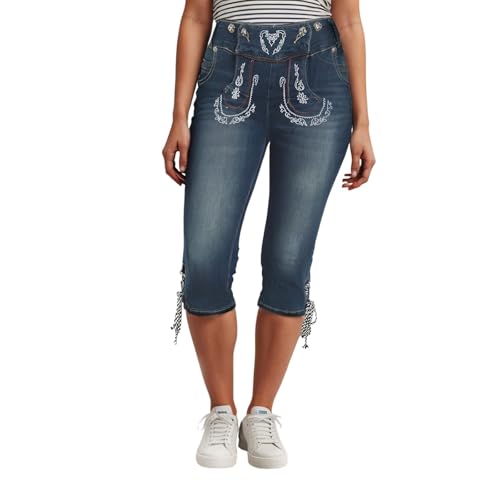 Trachtenbluse Damen Lederhose Trachtenhose,Damen Kniebund Trachtenjeans im Lederhosen-Look Kniebund lang für Oktoberfest andere Festlichkeiten Bequeme Passform Dank Stretch Einsatz Blue L Trachtenbluse Damen Lederhose Trachtenhose,Damen Kniebund Trachtenjeans im Lederhosen-Look Kniebund lang für Oktoberfest andere Festlichkeiten Bequeme Passform Dank Stretch Einsatz Blue L von Nuqqichongtian