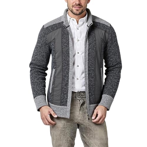 Trachtenjanker Trachtenweste Jacke Stoffjacke,Trachtenjanker Für Herren Lang Langarm Sportlich Rehkitz Strickjacke Trachtenjacke Modern Leicht mit Reißverschluss Strick Sweatjacke Oktoberfest von Nuqqichongtian