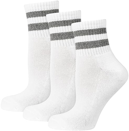 Nur Der 3er Pack kurze Retro-Tennissocken mit Streifen aus Baumwolle gepolsterte Sohle Sportsocken Kurzsocken Herren von Nur Der