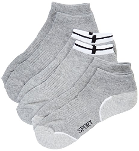 Nur Der 3er Pack Sneaker Sport aus atmungsaktiver Baumwolle kurze Sportsocken mit gepolsterter Sohle Herren, graumel., 39-42 von Nur Die