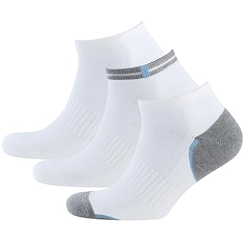 Nur Der 3er Pack Sneaker Sport aus atmungsaktiver Baumwolle kurze Sportsocken mit gepolsterter Sohle Herren, weiß, 39-42 von Nur Die