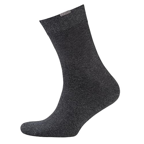 Nur Der 3er Pack Passt Perfekt Socken aus atmungsaktiver Baumwolle einfarbig mit Komfortbund ohne drückende Naht Herren, anthrazitmel., 39-42 von Nur Die