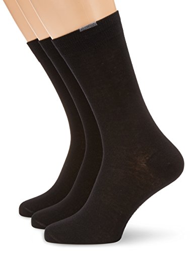 Nur Der 3er Pack Passt Perfekt Socken aus atmungsaktiver Baumwolle einfarbig mit Komfortbund ohne drückende Naht Herren, schwarz, 39-42 von Nur Der