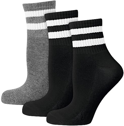 Nur Der 3er Pack kurze Retro-Tennissocken mit Streifen aus Baumwolle gepolsterte Sohle Sportsocken Kurzsocken Herren von Nur Der