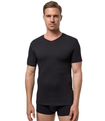 Nur Der Herren Cotton 3d-flex V-ausschnitt Weiche & Atmungsaktive Baumwolle T-Shirts, Schwarz, M EU von Nur Der