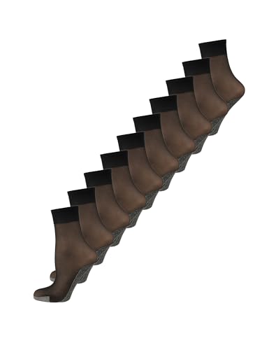 NUR DIE Damen Basicsocken 10-Pack Baumwollsohle weich bequem atmungsaktiv - schwarz weich bequem atmungsaktiv - Größe 39-42 von NUR DIE
