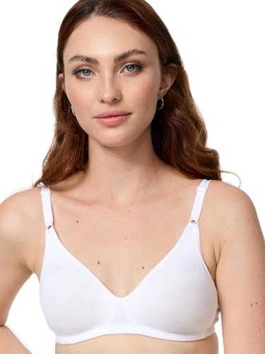 NUR DIE Damen Bügelloser BH Baumwoll Atmungsaktiv Frauen Unterwäsche - weiß - Größe - 95 B von Nur Die