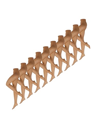 NUR DIE Damen Feinstrumpfhose 10-Pack Seidenfein 15 DEN - Feinstrickhose Strumpfware bronze - Größe - 44-48 von Nur Die