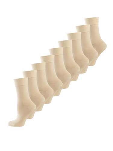 NUR DIE Damen Freizeitsocken 9-Pack Komfortbund weich bequem atmungsaktiv - leinen weich bequem atmungsaktiv - Größe 39-42 von NUR DIE
