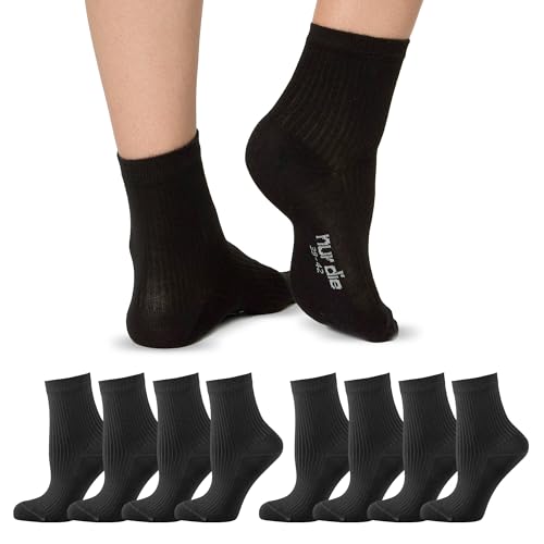 NUR DIE Damen Kurzsocken 8-Pack Unisex Colour Farbige Sneaker kurz Frottesohle - schwarz - Größe 35-38 von Nur Die