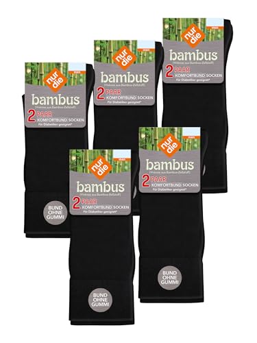 NUR DIE Herren Freizeitsocken 10-Pack Komfortbund Socken Viskose - schwarz - Größe 39-42 von Nur Die