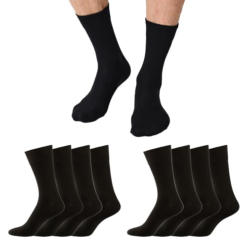 NUR DIE Herren Freizeitsocken 8-Pack 98% Baumwolle weich atmungsaktiv - schwarz - Größe 43-46 von Nur Die