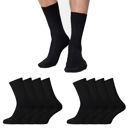 NUR DIE Herren Freizeitsocken 8-Pack Bambus Thermo Socken - schwarz - Größe 39-42 von Nur Die