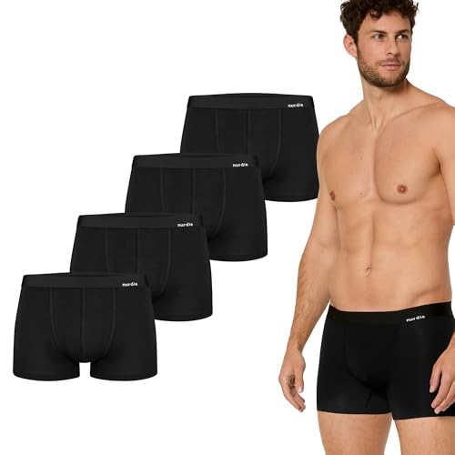 NUR DIE Herren Retro Pants 4-Pack Boxer Bambus - schwarz - Größe XL von Nur Die