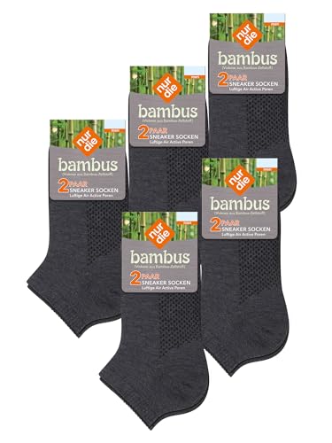 NUR DIE Herren Sneakersocken 10-Pack Bambus Sneaker - anthrazitmelange - Größe 39-42 von Nur Die