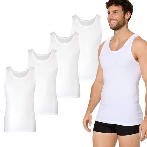 NUR DIE Herren Unterhemd 4-Pack Basic Alltag Tanktop - weiß - Größe XXL von Nur Die