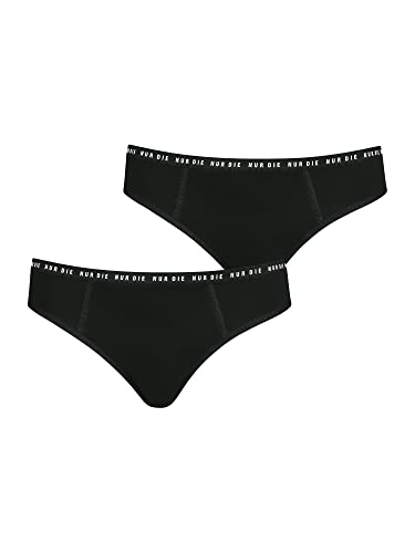 NUR DIE Periodenunterwäsche 2er Doppelpack Alles Geregelt Slip Unterhose Extrastarke Blutung Bio-Baumwolle waschbar & saugfähig Menstruationsunterwäsche - Schwarz - Größe 40-42 von NUR DIE