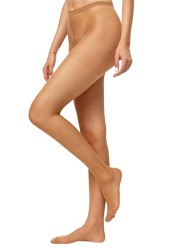 Nur Die Supersitz 20 DEN transparente Fein-Strumpfhose matte Optik Nylon bequemer Bund Damen, amber, 44/46 von Nur Die