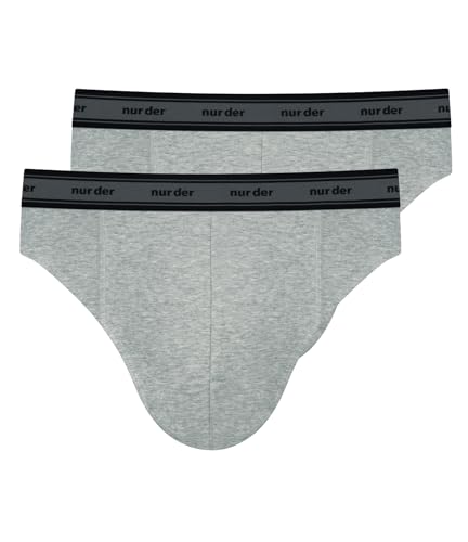 Nur Der 2er Pack Slip GOTS Organic Cotton aus Bio-Baumwolle Männer Unterhosen Herren, grau Melange, L von Nur Die
