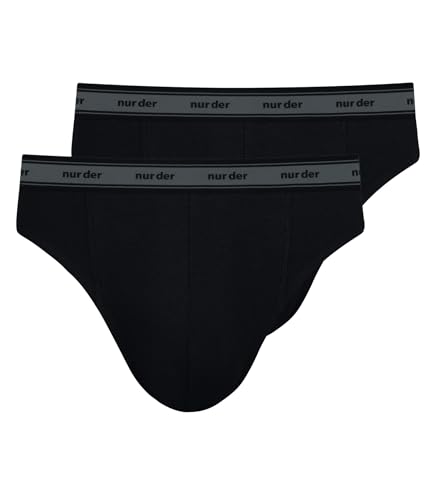 Nur Der 2er Pack Slip GOTS Organic Cotton aus Bio-Baumwolle Männer Unterhosen Herren, schwarz, M von Nur Die