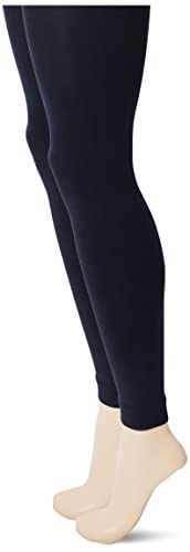 Nur Die 2er Pack Leggings 80 DEN Strumpfhose ohne Fuß Blickdicht warm extra breiter Komfortbund Damen, dunkelblau, S von Nur Die