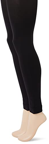 Nur Die 2er Pack Leggings 80 DEN Strumpfhose ohne Fuß Große Größen blickdicht warm extra breiter Komfortbund Damen, schwarz, XL von Nur Die