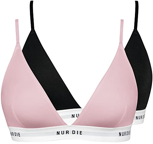 Nur Die 2er Pack Soft BH sportlich ohne Bügel bügelloser BH Triangel Bra Bustier Baumwolle Damen von Nur Die